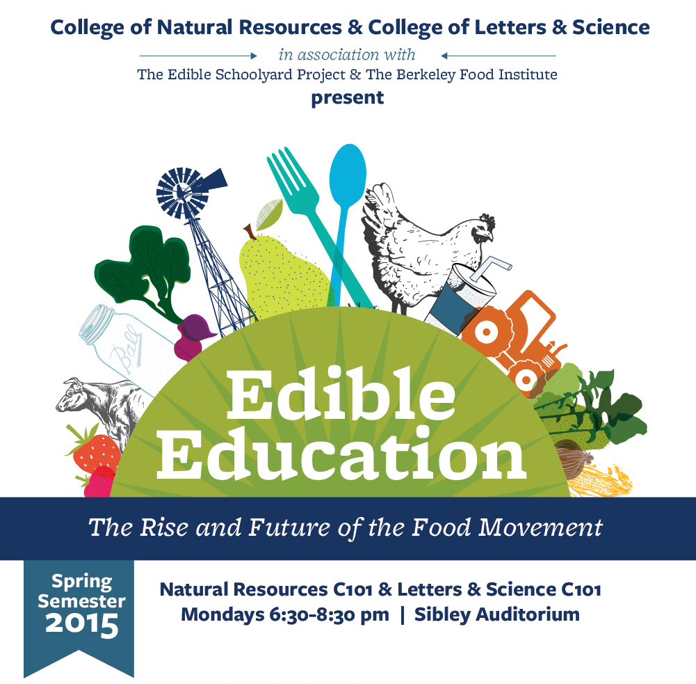 The College of Natural Resurces & College of Letters & Science, in association with The Edible Schoolyard Project & The Berkeley Food Institute, 
present: Edible Education - The Rise and Future of the Global Food Movement

