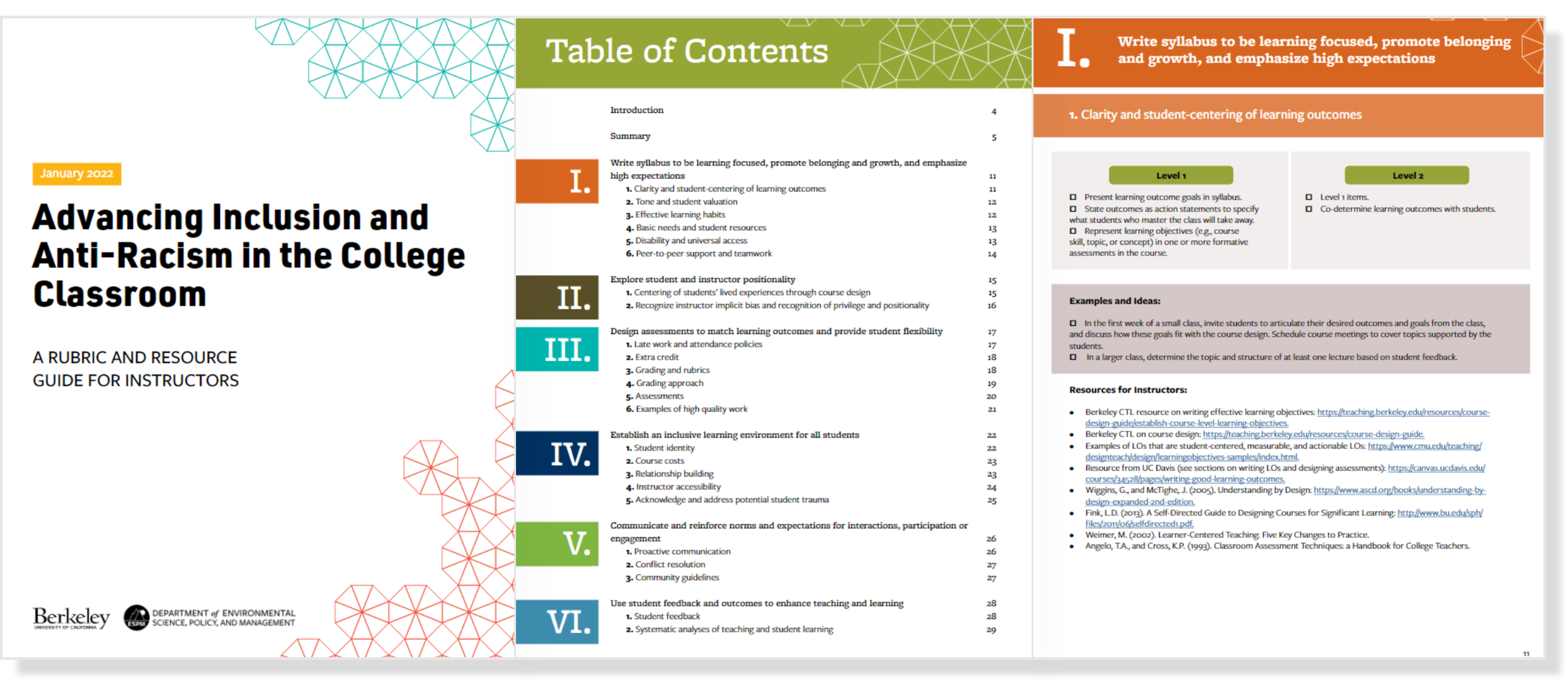 Advancing Inclusion and Anti-Racism in the College Classroom: A rubric and resource guide for instructors Pages 1, 2, and 11