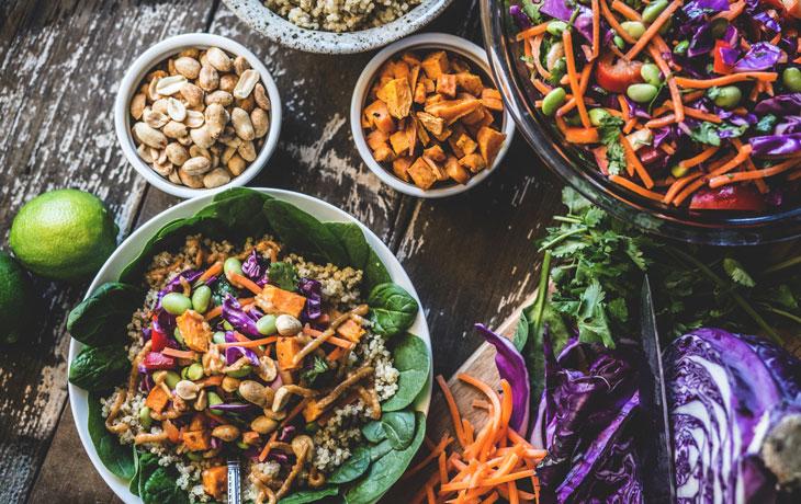 Veggie bowl over coconut quinoa