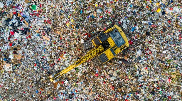 Birds-eye view of landfill waste